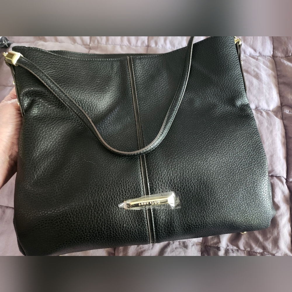 NWOT Anne Klein Black Tote With Gold Details